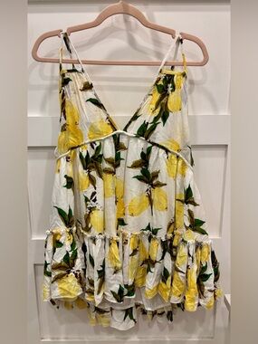 Women’s Paper Heart Anthropologie Lemon Print Mini Dress Size 14